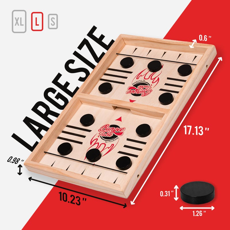 Bungee Table Fast Sling Puck Game - Large Size - Test Your Speed and Accuracy with This Fast-Paced Wooden Air Hockey Board Game - Guaranteed Fun for Family Night or Friends Party - Image 4